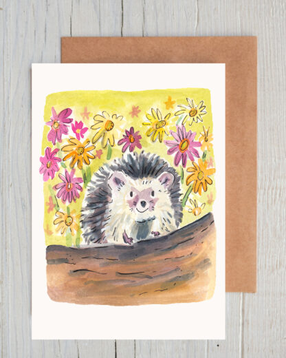 Hedgehog in Daisies Blank Greetings Card - Image 2
