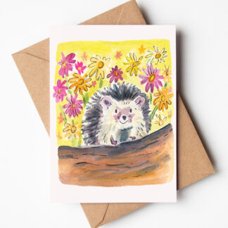 Hedgehog in Daisies Blank Greetings Card