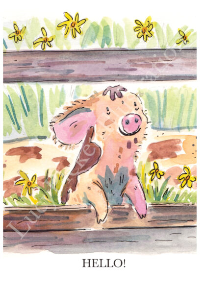 Hello Piglet Blank Greetings Card - Image 2