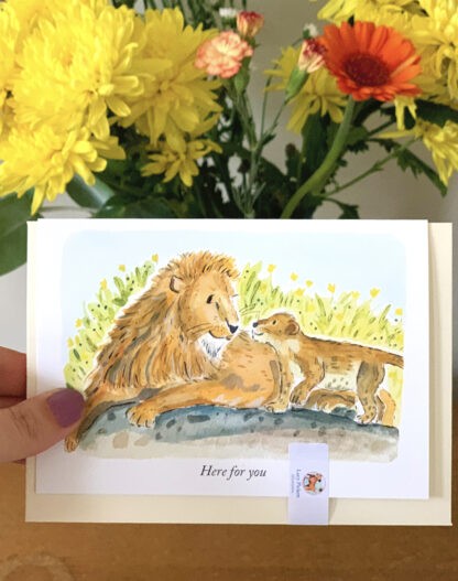 Here For You Lion and Cub Greetings Card - Image 3