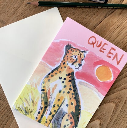 Queen Cheetah Blank Greetings Card - Image 4