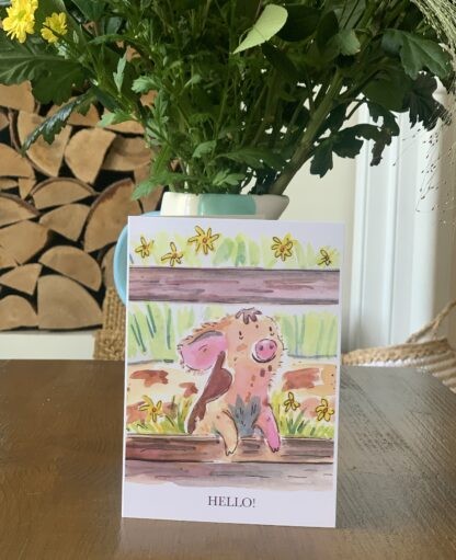 Hello Piglet Blank Greetings Card - Image 3