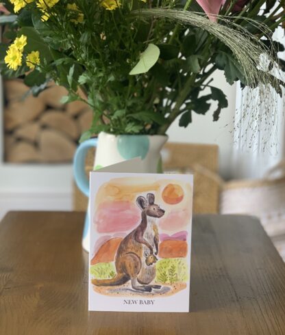 Kangaroo and Joey New Baby Blank Greetings Card - Image 3