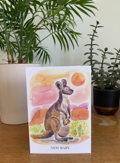Kangaroo and Joey New Baby Blank Greetings Card - Image 4