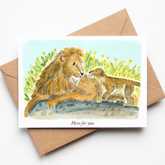 Here For You Lion and Cub Greetings Card