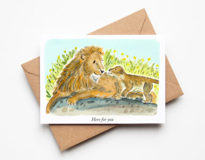 Here For You Lion and Cub Greetings Card