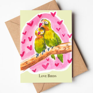 Love Birds Blank Greetings Card