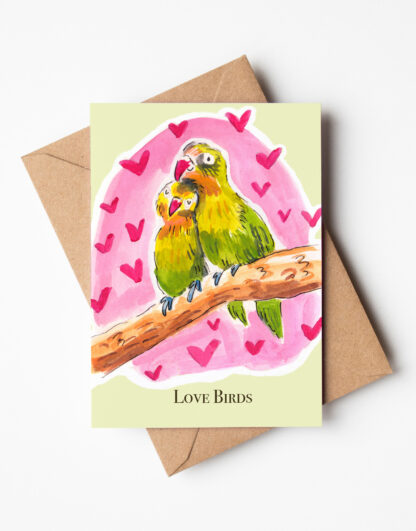 Love Birds Blank Greetings Card