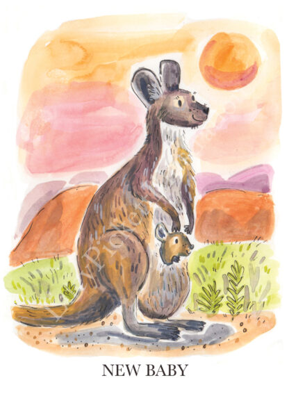Kangaroo and Joey New Baby Blank Greetings Card - Image 5