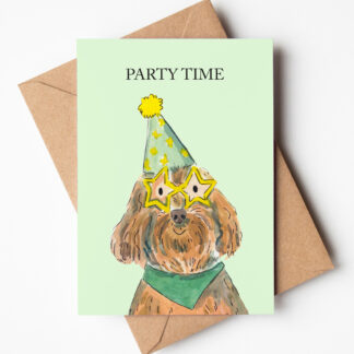 Party Time Cockapoo Birthday Greetings Card
