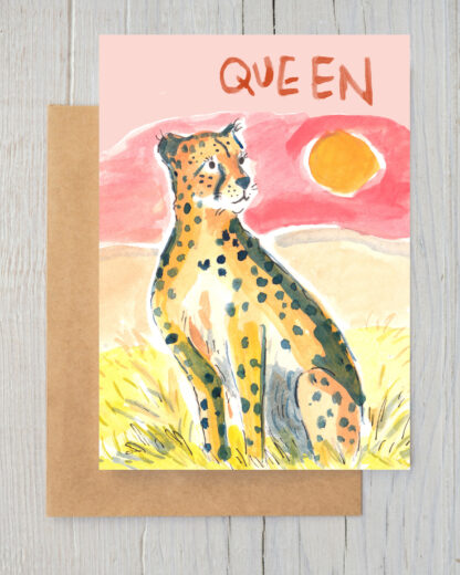 Queen Cheetah Blank Greetings Card - Image 2