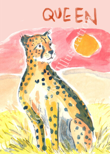 Queen Cheetah Blank Greetings Card - Image 5