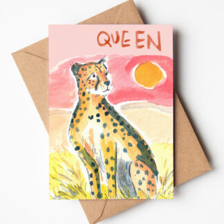 Queen Cheetah Blank Greetings Card