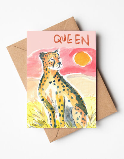 Queen Cheetah Blank Greetings Card