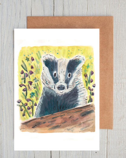 Badger in Bluebells Wildlife Conservation Greetings Card - Image 4