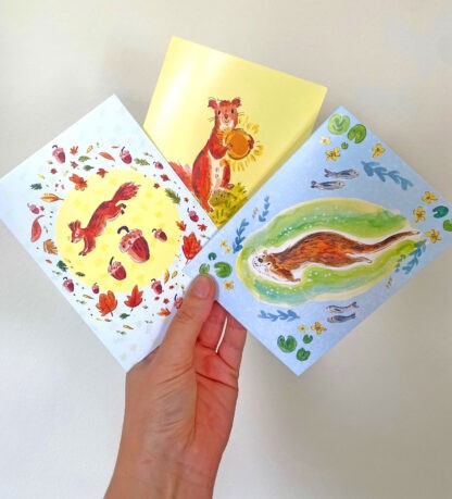 Jumping Squirrel and Acorns Wildlife Greetings Card - Image 3