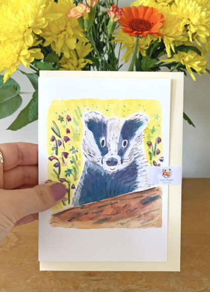 Badger in Bluebells Wildlife Conservation Greetings Card - Image 2