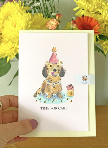 Time for Cake Dachsund Party Dog Birthday Greetings Card - Image 4