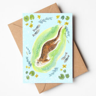 Swimming Otter Wildlife Greetings Card