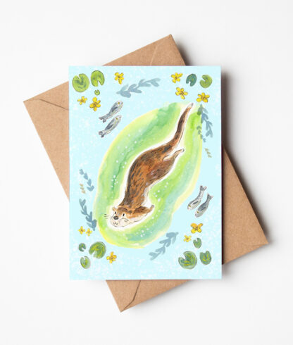 Swimming Otter Wildlife Greetings Card