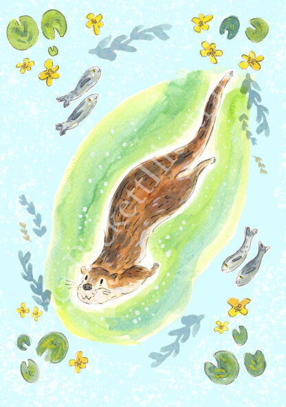 Swimming Otter Wildlife Greetings Card - Image 3