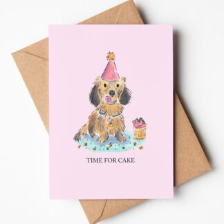 Time for Cake Dachsund Party Dog Birthday Greetings Card