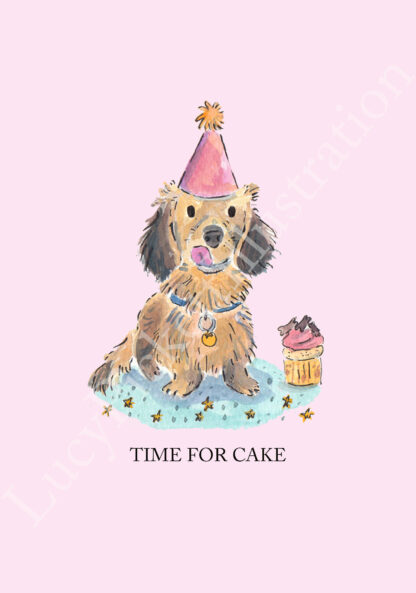 Time for Cake Dachsund Party Dog Birthday Greetings Card - Image 2