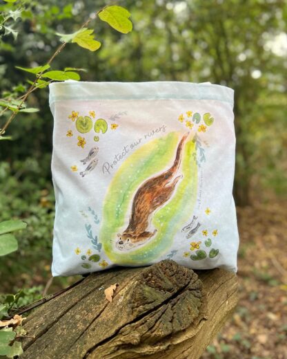 Swimming Otter Conservation Large Cotton Tote Shopper - Image 2