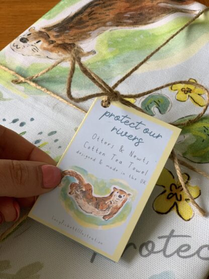 River Conservation Otter & Newt Cotton Tea Towel - Image 3
