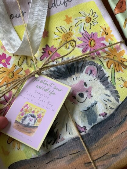 Hedgehog Wildlife Conservation Large Cotton Tote Shopper - Image 3