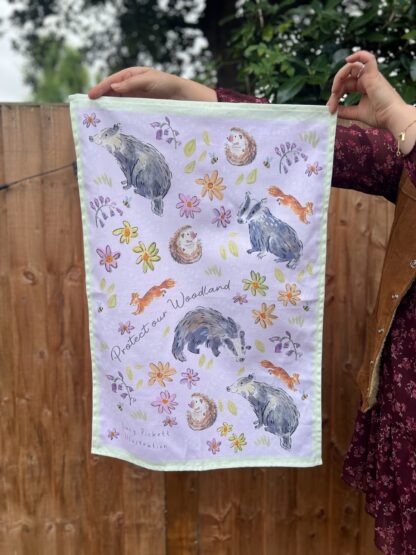 Woodland Conservation Wildlife Cotton Tea Towel - Image 2