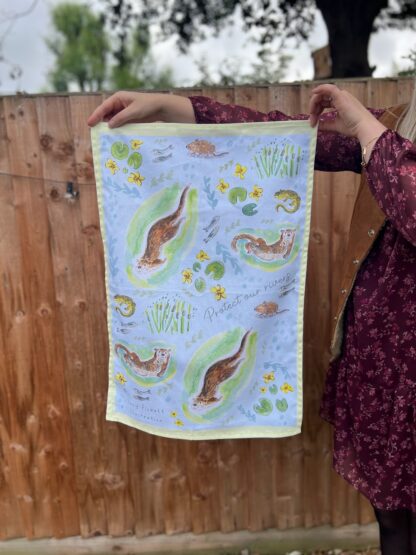 River Conservation Otter & Newt Cotton Tea Towel - Image 5