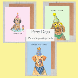 Pack of 6 Party Dogs Blank Greetings Cards