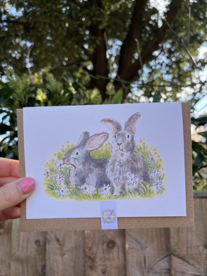 Bunnies and Daisies Blank Greetings Card - Image 2