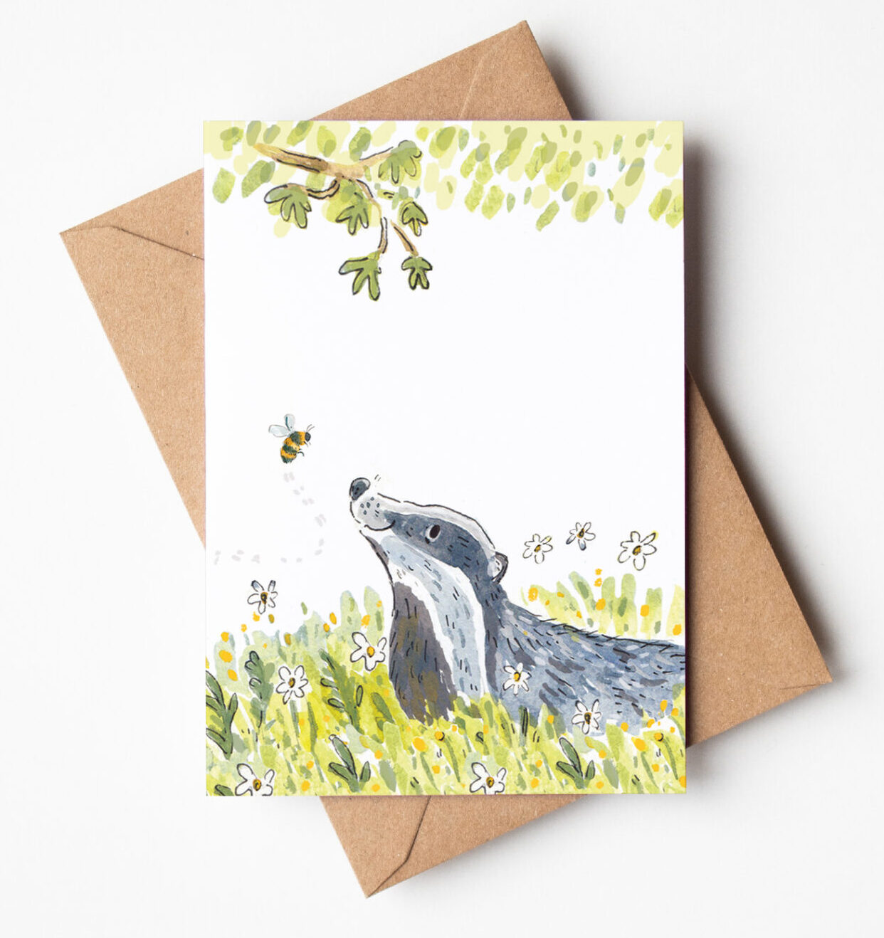 Badger and Bee Wraparound Greetings Card