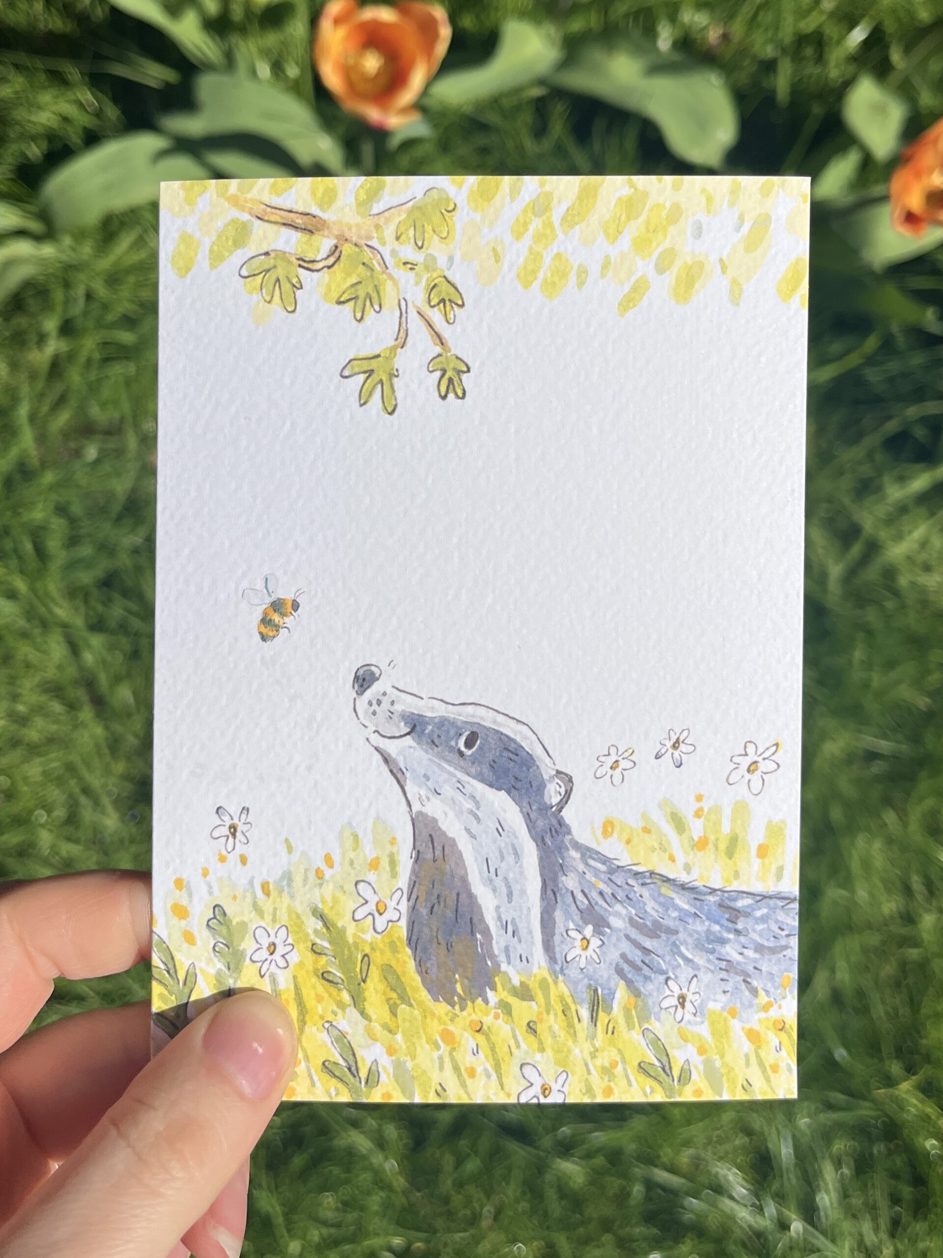 Badger and Bee Wraparound Greetings Card - Image 6